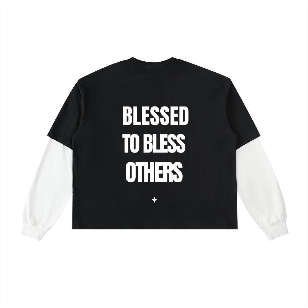 Layered Contrast Sleeve Cotton T-Shirt (Copy)