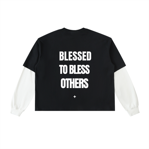 Layered Contrast Sleeve Cotton T-Shirt (Copy)