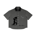 Unisex Striped Boxy Contrast Collar Shirt